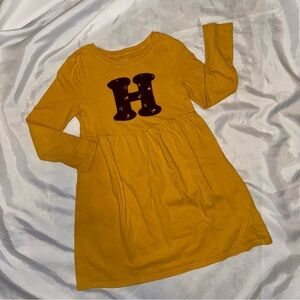 Old Navy Mustard Yellow Long Sleeve T-Shirt Dress w/letter “H” Girls 5T
